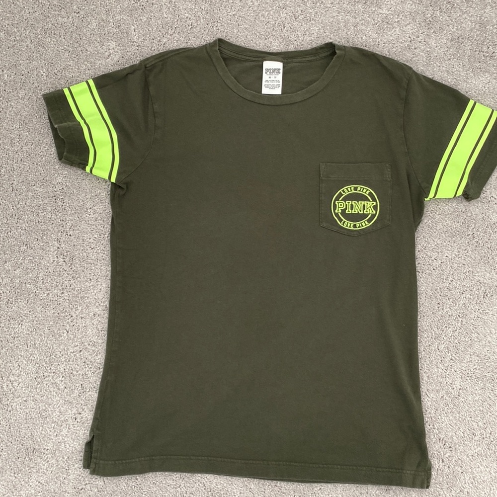 Pink by Victoria Secret Green Graphic T-shirt Size XS